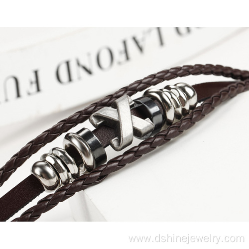 Wholesale Alloy Parts Genuine Leather Bracelet Handmade